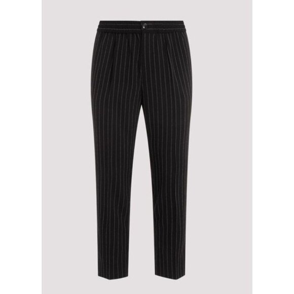 Ami Alexandre Mattiussi Elasticated Waist Pants Wool Black Pinstripe Size Small - Picture 1 of 10